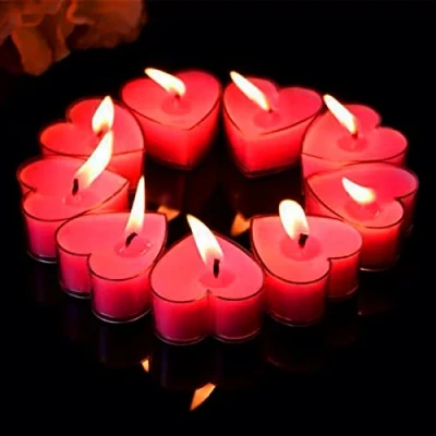 Image of Pack of 9 heart shaped romantic tea lights, scented candles,tea lights.Romantic candles for Valentine&#039;s Day, birthday, proposal, wedding, party, engagement, red