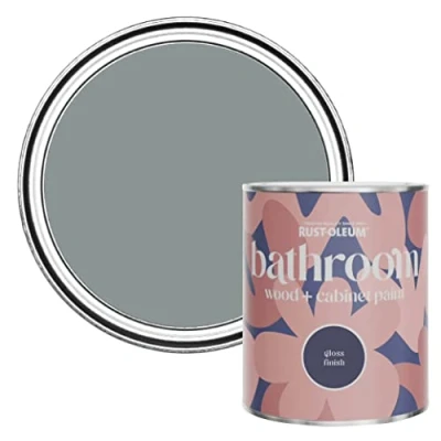 Image of Rust Oleum Grey Moisture Resistant Bathroom Wood and Cabinet Paint in Gloss Finish Slate 750ml