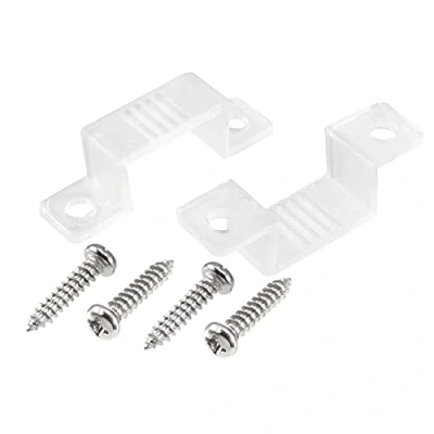 Image of sourcing map 14mm x 7mm Plastic LED Light Strip Fixing Mounting Bracket Clear 50pcs