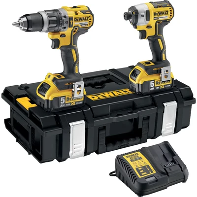 Image of DeWalt DEWPDCK266P2 18 V 2 x 5.0 A Li Ion XR Brushless Hammer Drill Yellow (Pack of 2)