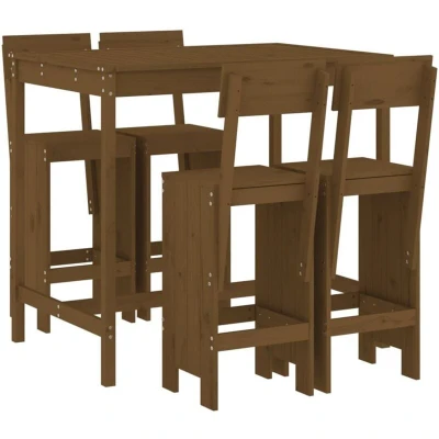 Image of vidaXL 5 Piece Garden Bar Set Honey Brown Solid Wood Pine