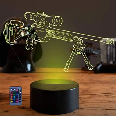Image of HPBN8 Ltd Creative 3D Sniper Rifle Gun Night Light USB Powered Touch Switch Remote Control LED Decor Lamp 7/16 Colors Changing Children Kids Christmas Xmas Brithday Gift