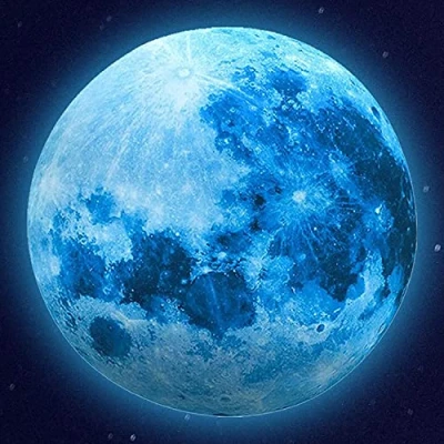 Image of Alnicov Glow in The Dark Moon Wall Stickers 11.8in Luminous Ceiling Art for Bedroom Living Room Birthday Decor Blue