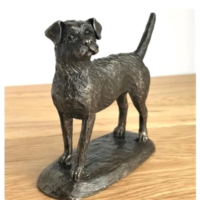 Image of Animal Crackers Border Terrier figurine by Harriet Glen in cold cast bronze, quality dog lover ornament gift or collectable