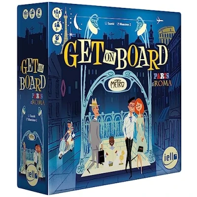 Image of Iello Get on Board: Paris and Rome Board Game Ages 8+ 1 5 Players 30 mins Minutes Playing Time