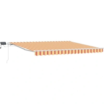 Image of vidaXL Manual Retractable Awning with LED Yellow and Orange 400x300 cm