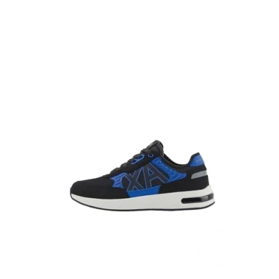Image of Armani Exchange Men&#039;s Dusseldorf Embossed Geometric Motifs Sneaker, Black Bluette, 12.5 UK