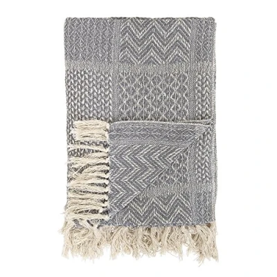 Image of Bloomingville Rodion Throw Recycled Cotton Blanket, Grey, 160 x 130 cm