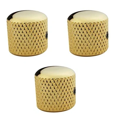 Image of Guyker 3Pcs Guitar Control Knobs with 6mm (0.24&quot;) Dia. Shaft Pots Adjust Wrench Copper Dome Tuning Potentiometer Knob Hole Replacement for Electric or Precision Bass (Golden)
