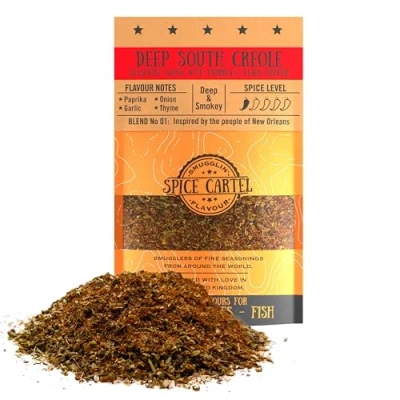Image of Spice Cartel&#039;s Deep South Creole. Give Your Rice, Pork &amp; Prawns A Louisiana Twist. 100g Resealable Pouch. Hand Made in The UK.