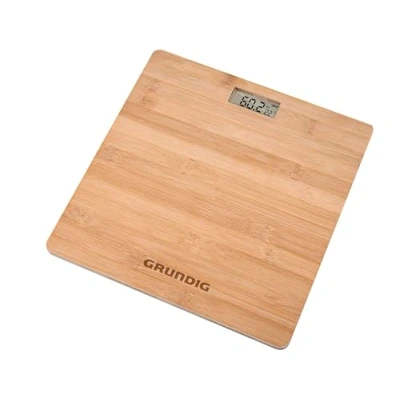 Image of Grundig Weight Scale Weighing Scales for Body up to 180 kg Digital Bathroom with Non Slip Feet including Temperature Gauge Bamboo