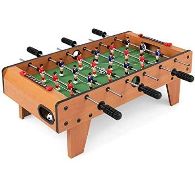 Image of GYMAX Table Top Football Game, Foosball Games with Wooden Frame, Outdoor Indoor Tabletop Soccer Game for Kids Adults, 70x37x24cm