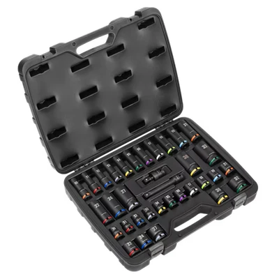 Image of Sealey Premier 34pc 1/2&quot;Sq Drive Impact Socket Set Colour Coded AK5635M