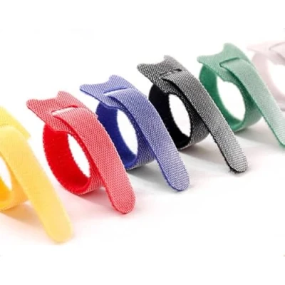 Image of 28PCS magic tape tie Fastening Cable Ties Reusable, Premium 6 Inch Adjustable Cord Ties, Microfiber Cloth Management Straps Hook Loop Organizer Wire Reusable (7 Colors)
