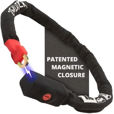 Image of Seatylock Viking Chain Bike Lock with Key Patented Scooters and Locks High Security Anti Theft Sold Secure Silver Ultra Safe Bicycle Heavy Duty Smart (110 CM 43.3&quot;)