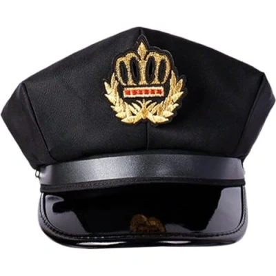 Image of Baokuan Adult Sailor Hat Adjustable Captains Halloween Cosplay Octagonal for Navy Marine Admiral Costume Accessories