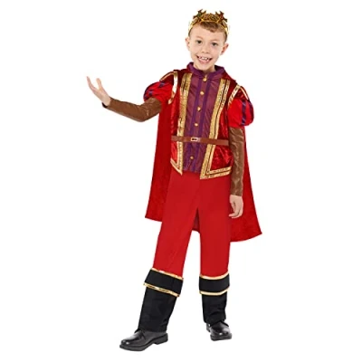 Image of Amscan 9916101 Red Boys Curriculum Tudor King Deluxe Historical Costume, 6 8 Years