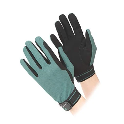 Image of Shires Aubrion Mesh Horse Riding Gloves Child Sizes in Green Medium,