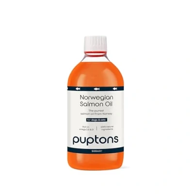 Image of Puptons Salmon Oil for Dogs, Cats &amp; Pets 500ml Norwegian Omega 3, 6 9 Fish Supplement Helps Itchy Skin, Joint Care, Skin Coat, Soft Paws (500ml)