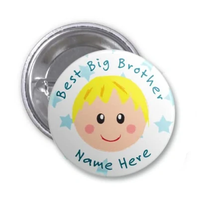 Image of Party Supplies Online Personalised &#039;Best Big Brother&#039; Pin Back Badge Blonde Hair 59mm Metal