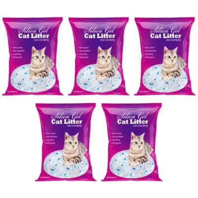 Image of FabFinds Cat Litter Antibacterial Silica Gel Non clumping Long Lasting Odour Control Dust Free 3.8L (5 Pack)