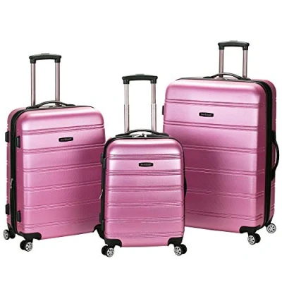 Image of Rockland Melbourne Hardside Expandable Spinner Wheel Luggage, Pink, 3 Piece (20&quot;/24&quot;/28&quot;), Luggage