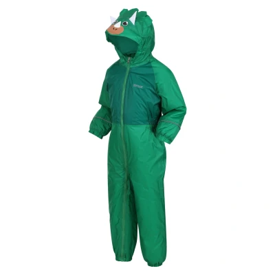 Image of Regatta Kids Waterproof Breathable Thermoguard Mudplay III Suit Green