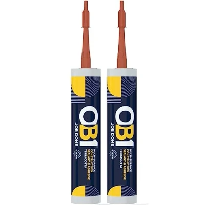 Image of OB1 Multi Surface Construction Sealant &amp; Adhesive, Excellent Chemical Resistance, Water Resistant, Weather (Terracotta Twin Pack)