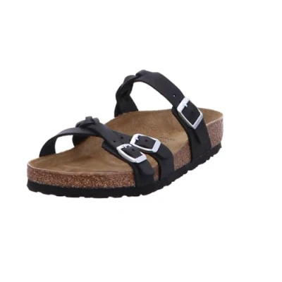Image of Birkenstock Unisex Franca Braided Oiled Leather Black Sandals 5 UK