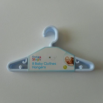 Image of Pack of 8 Baby Clothes Hangers Pink, White or Blue (White)