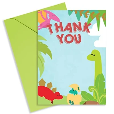 Image of Dinosaur Birthday Party Thank You Cards for Boys Kids Dino Pack Children (10 Pack)
