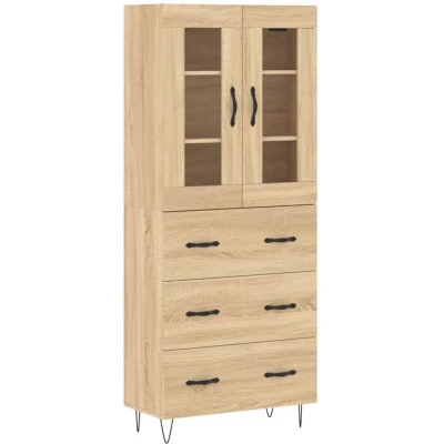 Image of vidaXL Highboard Sonoma Oak 69.5x34x180 cm Engineered Wood