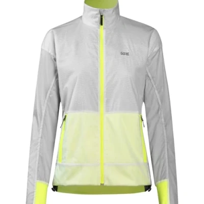 Image of GORE WEAR Womens Drive Jacket, White/Neon Yellow, 40 EU