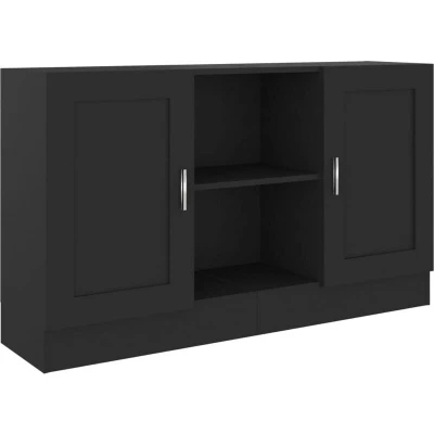 Image of vidaXL Sideboard Black Multipurpose Storage Cabinet in Engineered Wood and MDF Assembly Ideal for Living Room, Bedroom, Office