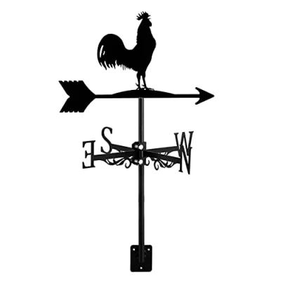 Image of Weathervane with Animal Chickens Stake Weather Vane Wind Direction Indicator Rooster Cockerel Ornament Art