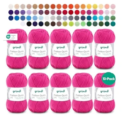 Image of Grundl Hand Knitting Yarn, Cotton, Pink, 10 x 50 g