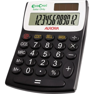 Image of Aurora EC404 EcoCalc Calculator (Made From Recycled Plastic),Black
