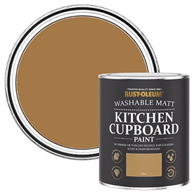 Image of Rust Oleum Yellow Kitchen Cupboard Paint in Matt Finish Dijon 750ml