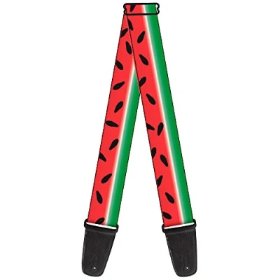 Image of Buckle Down Guitar Strap Watermelon Stripe Red/Green/Black 2&quot; Wide 29 54&quot; Length