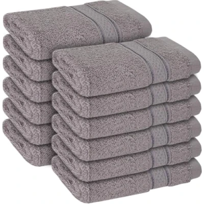 Image of ZZZMRH Premium Face Cloth set(30x30cm) 100% Cotton Flannels Pack of 12,Highly absorbent and Soft Feel Wash cloth(Silver)