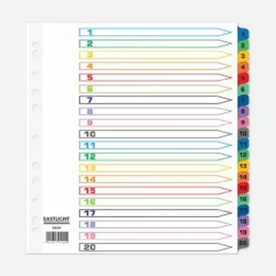 Image of ValueX Index 1 20 A4 Extra Wide Card White with Coloured Mylar Tabs