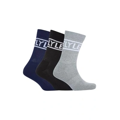 Image of Lyle &amp; Scott Men&#039;s Sports Socks 3 Pairs Jock Multipack UK 7 11 Assorted Colours (UK, Alpha, One Size, Regular, Black/Grey Marl/Peacoat)