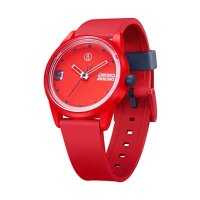 Image of Citizen Q&amp;Q Red Arrows solar powered 40mm watch, charges with sunlight or any other fluorescent light source, water resistant to 100m, 2 year warranty, for boys and girls R04A 501VY