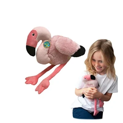 Image of EcoBuddiez Flamingo from Deluxebase. Medium 26cm Soft Plush Animals made Recycled Plastic Bottles. Eco Friendly Cuddly Gift for Kids and Cute Stuffed Animal Toy Toddlers.
