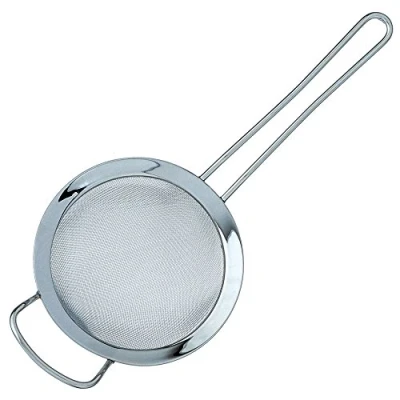 Image of Grunwerg ST 3007 Fine Mesh Strainer with Polished Rim And Handle, Silver, 7 Inch, 18cm Diameter