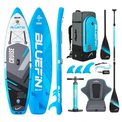 Image of Bluefin Cruise 10&#039;8 SUP Adult Paddle Board with Kayak seat Portable &amp; Travel Safe Paddleboard Package Convertible Accessories included