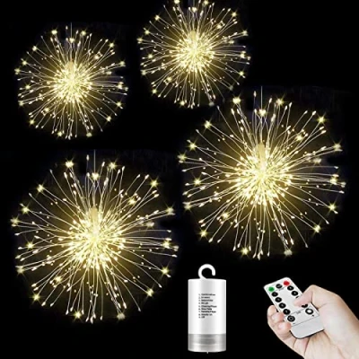 Image of FBSPORT Firework Lights 6 Pack for Christmas Indoor Outdoor Battery Operated Fairy Led Starburst Garden Party Wedding Decorations Waterproof with 8 Modes Remote Control