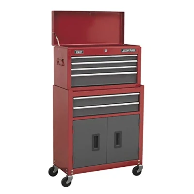 Image of Sealey American Pro Topchest &amp; Rollcab Combination 6 Drawer with Ball Bearing Slides Red