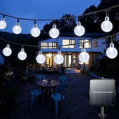 Image of Lezonic Solar Garden Lights Outdoor, 50 LED 7M/23Ft String Waterproof 8 Modes Indoor/Outdoor Fairy for Patio Yard Home Party Wedding Festival Decoration (Clear White)