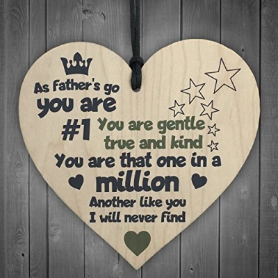 Image of RED OCEAN One In A Million Father Dad Daddy Fathers Day Wooden Hanging Wall Heart Sign Gift Present